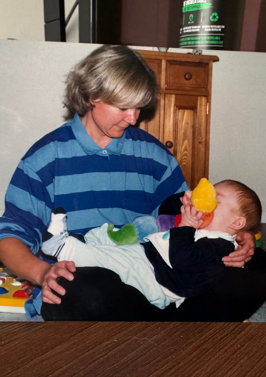 Dan as a baby with his adopted mum